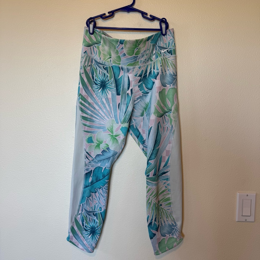 Nike Green and Blue Tropical Leggings